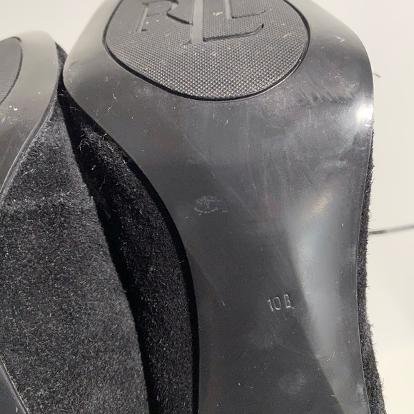 RALPH LAUREN Samara Black Suede Boot Heel Lace Up - Picture 9 of 10